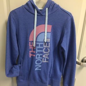 EUC 💙 North Face Blue/Light Blue/Coral Hoodie